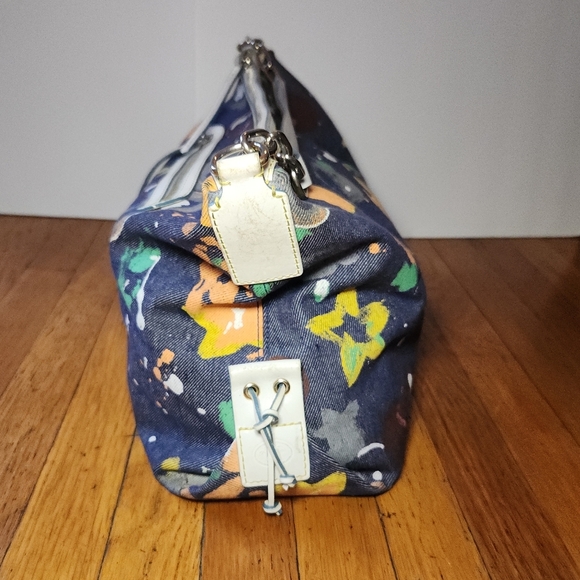 Vintage Y2K Dooney and Bourke Graffiti Splash Paint Denim Shoulder Bag Purse - Picture 4 of 15